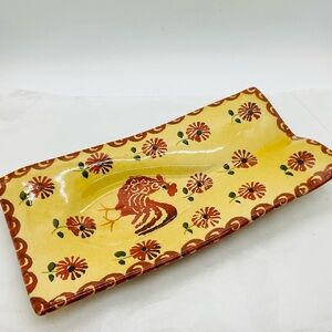 VTG Pottery Spoon Rest Hand Painted Rooster & Pottery Italy Williams Sonoma?!